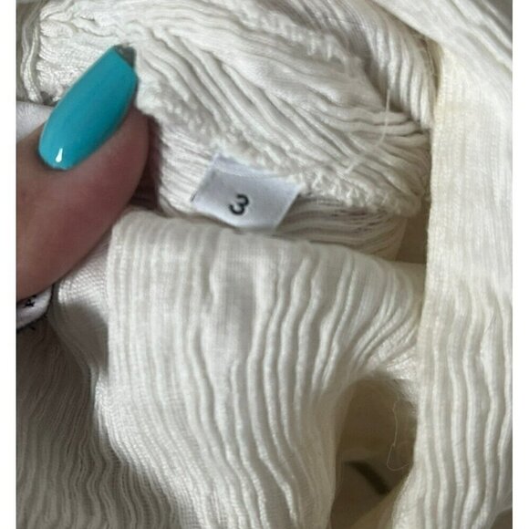 SANDRO Paris Janyce Womans Sz 3 (L) Ecru Puff Sleeve Cloqué Blouse Cropped Top - Picture 7 of 8